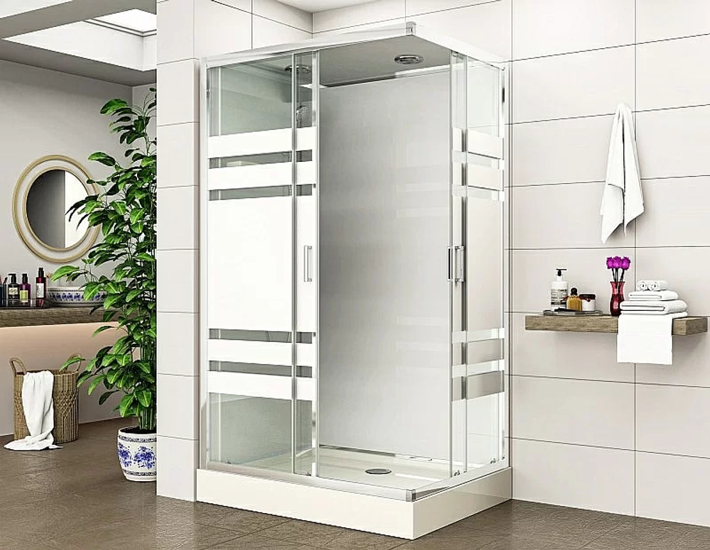 Душевая кабина Esbano Econom 120х90 ESKE129CKRU стекло прозрачное с декором/профиль хром
