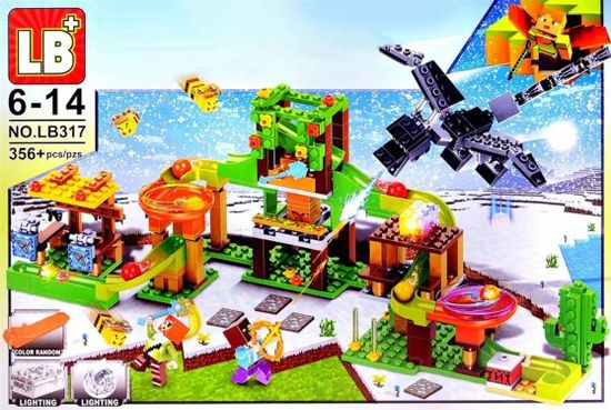 Конструктор Майнкрафт Нападение черного дракона 356 деталей с LED-деталями