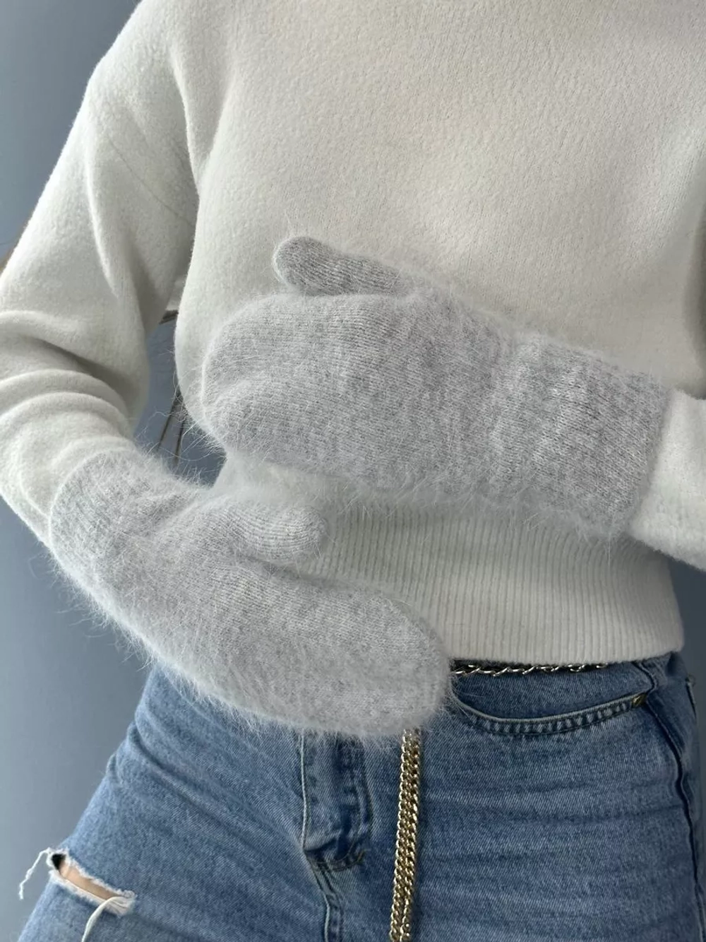 Варежки зимние теплые пушистые ангора