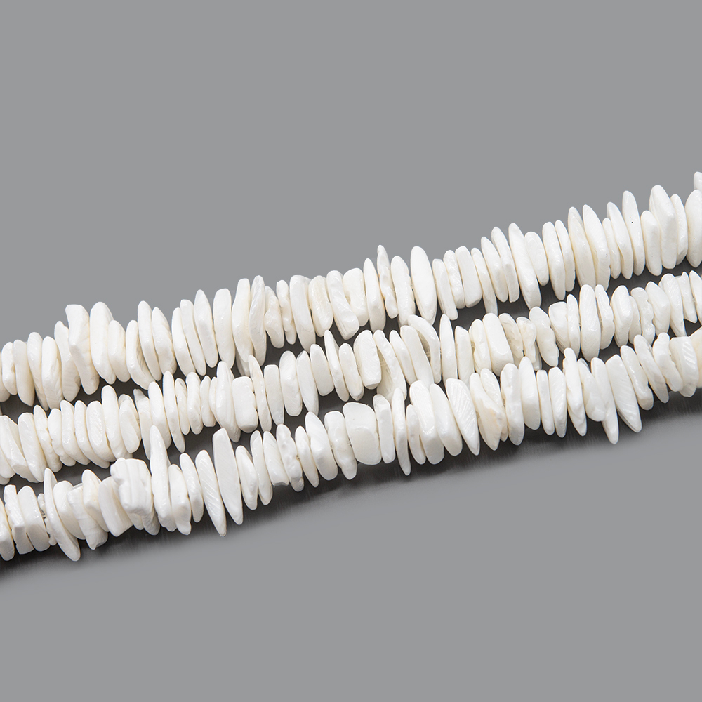 Бусины в форме квадратов, ракушечник, оттенок "Белый", 6-8мм