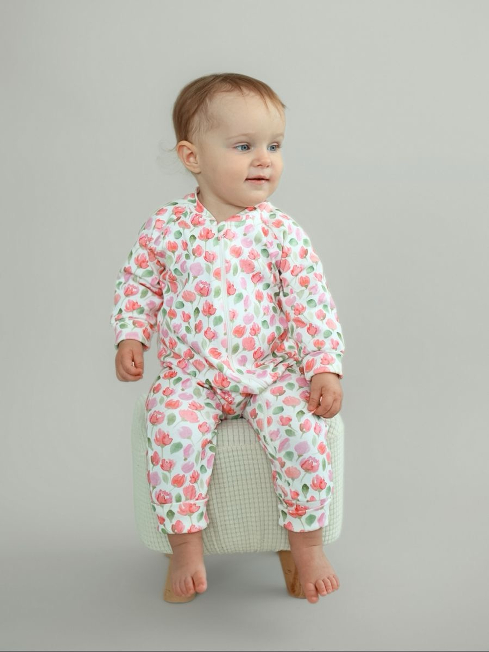 Комбинезон растущий "Тюльпаны", Крем