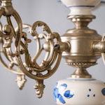 Антикварная керамическая люстра с росписью и бронзовым основанием