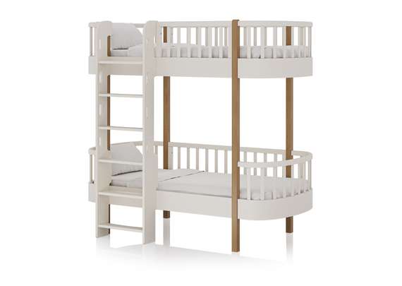Кровать двухъярусная Classic фронтальная лестница (молочный)