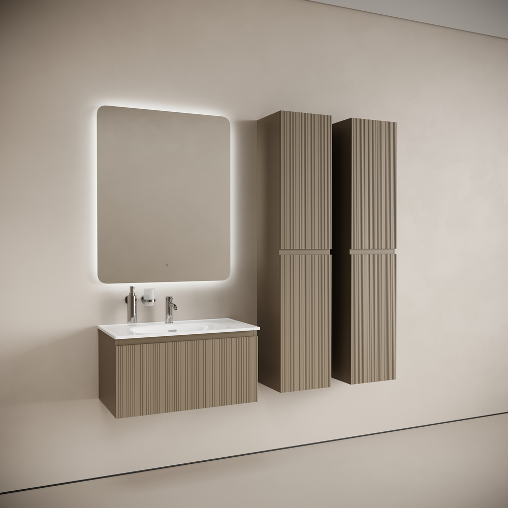 Тумба подвесная SANCOS Code 785х453х400, c одним  ящиком оснащенным доводчиками, цвет серо- бежевый, арт. CD80GB