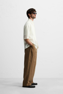 ZARA РУБАШКА ИЗ ЖАТОЙ ТКАНИ, БЕЛЫЙ