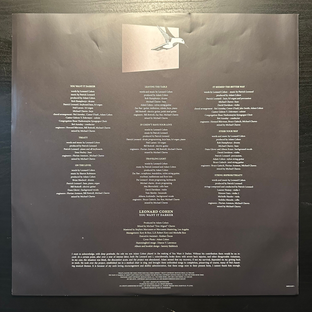 Leonard Cohen - You Want It Darker (Европа 2016г.)