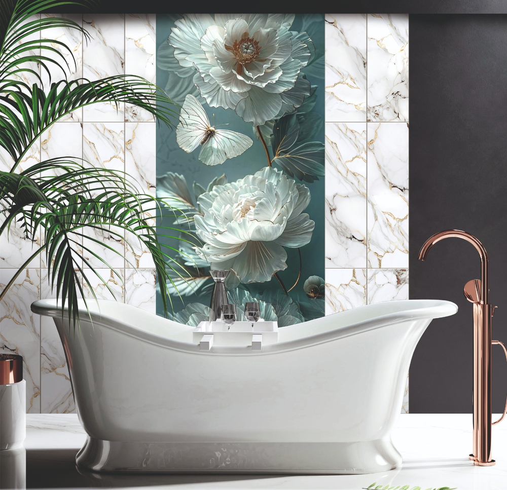 Панель ПВХ 3D Starline Цветочное кружево фон 2700х250 мм