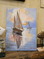 Картина авторская маслом на холсте 33х46 см на стену для интерьера "Мраморное отражение"