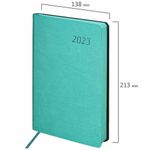 Ежедневник датированный 2023 А5 138x213 мм BRAUBERG "Stylish", под кожу, бирюзовый, 114071