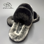Шлепанцы из меха кролика | Окрас под шиншиллу