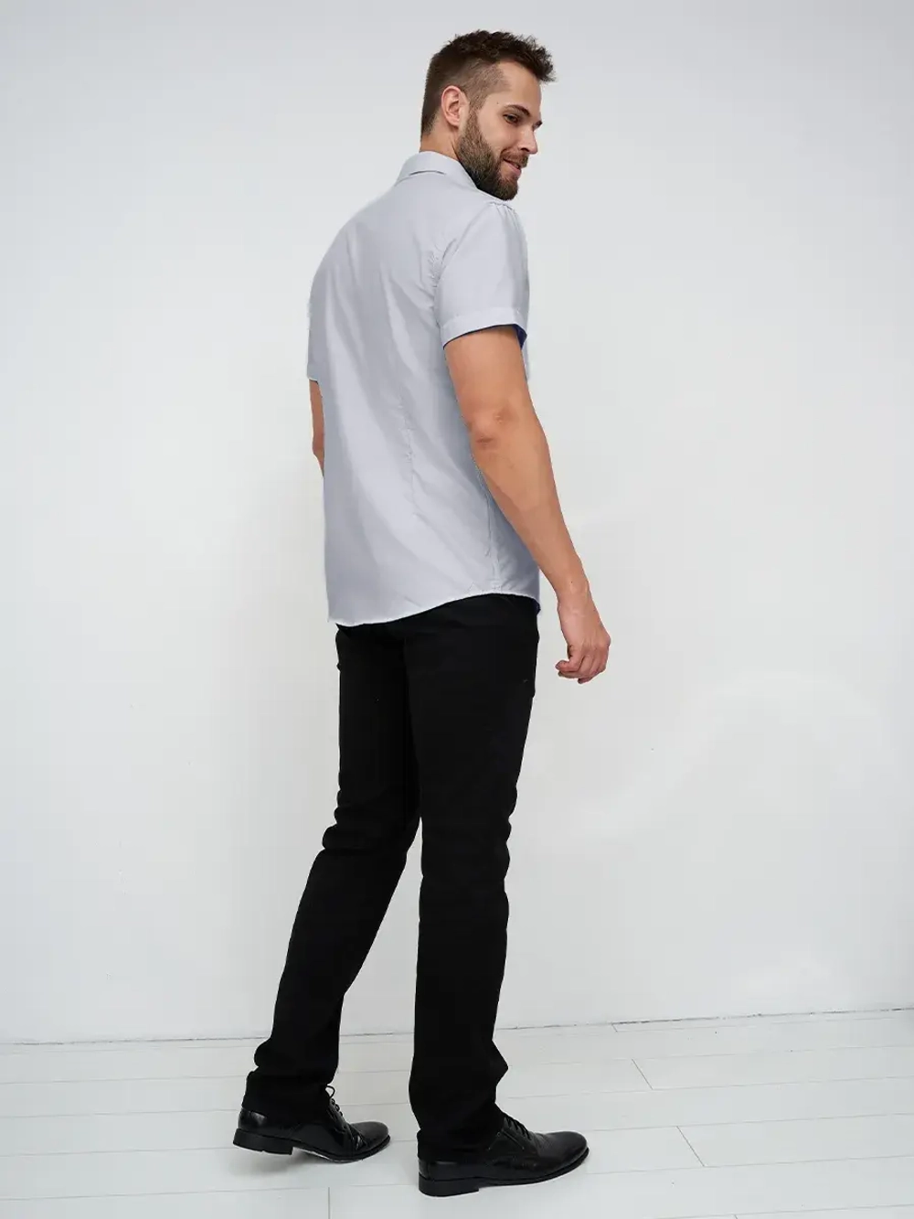 Рубашка приталенная с коротким рукавом