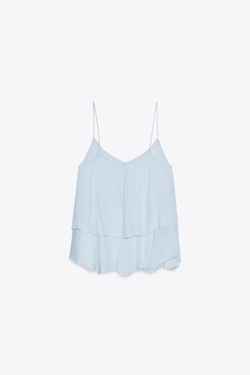 ZARA ТОП ИЗ НА БРЕТЕЛЯХ, НЕБЕСНО-ГОЛУБОЙ