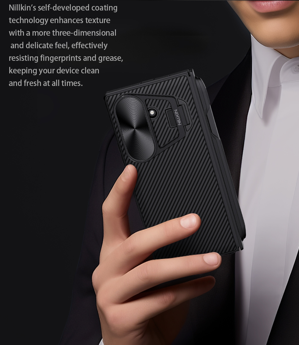 Чехол от Nillkin на Samsung Galaxy Fold 7, серия CamShield Prop (версия с металлической откидной крышкой и стилусом)