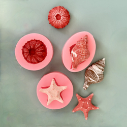 Молды силиконовые для творчества "Набор 3 молда: ракушка, морской ёж, морская звезда"/ форма для полимерной глины, мыла, воска, гипса и эпоксидной смолы