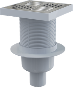 Сливной трап APV6411 150 × 150/50, подводка – прямая, решетка – нержавеющая сталь, гидрозатвор – мокрый