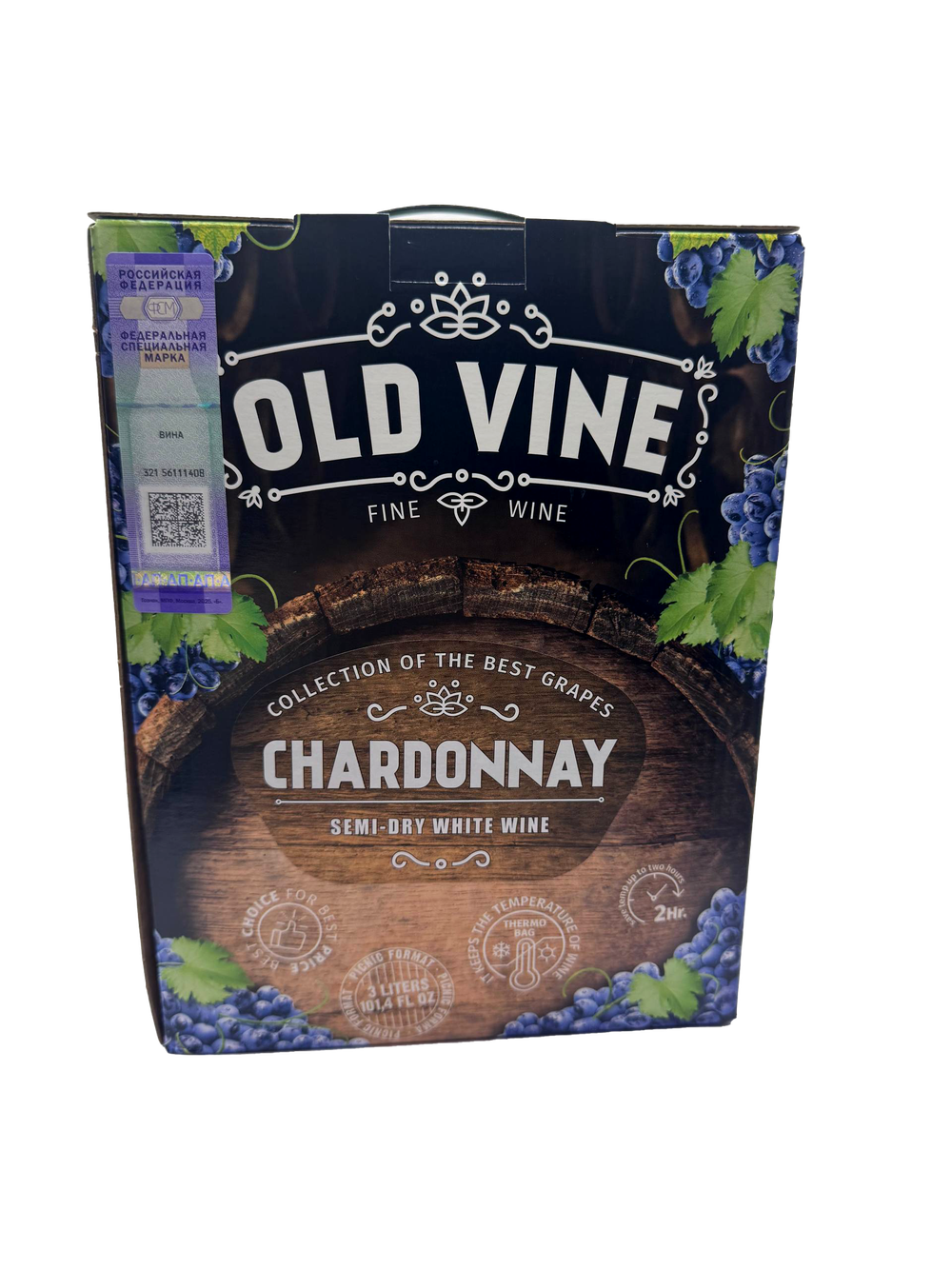 Шардоне полусухое белое вино 3л