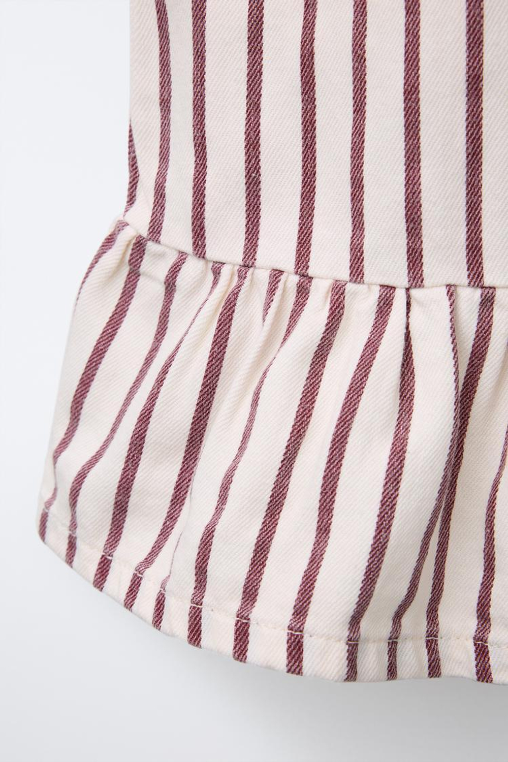 ZARA ТОП ИЗ ТВИЛА В ПОЛОСКУ, ЭКРЮ/ГРАНАТОВЫЙ