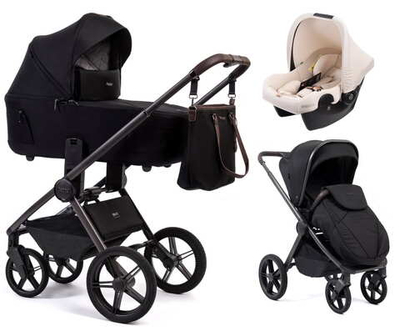 Детская коляска Peppy Monaco Thermo 3 в 1 с автокреслом Rise Milk Black