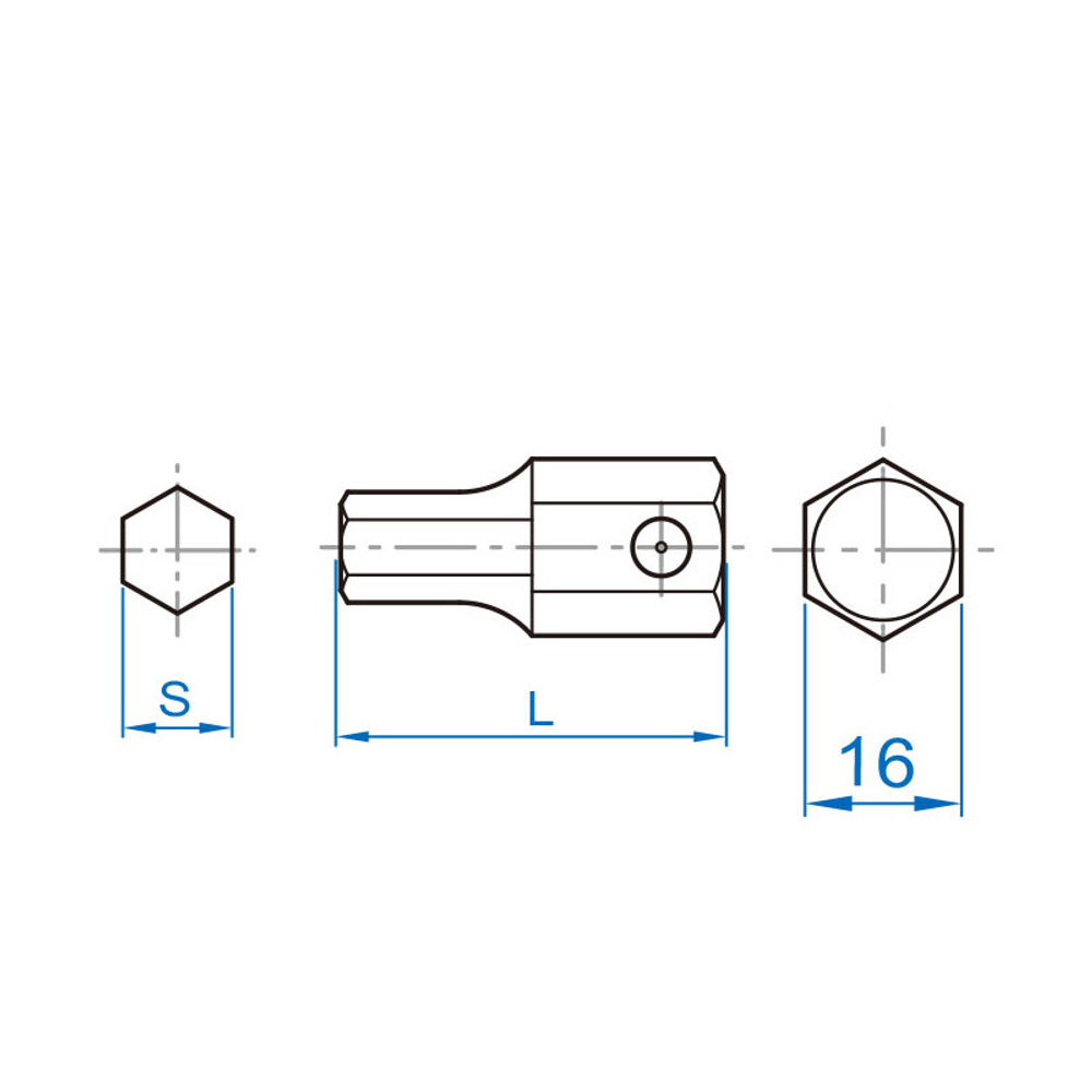 Вставка (бита) ударная торцевая 16 мм, HEX, 12 мм, L = 40 мм KING TONY 174012H