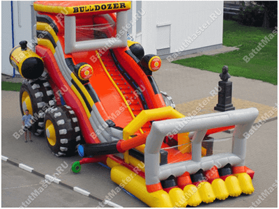 Детский надувной батут-горка "Бульдозер" 15*8*9 м