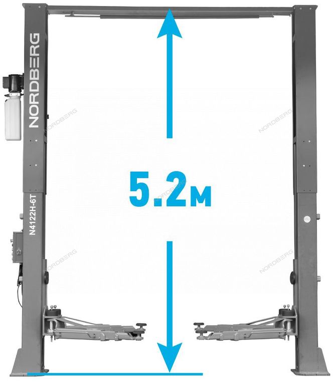 NORDBERG (N4122H1E-6G) Подъемник 380V 2х стоечный 6т с верхней синхронизацией (серый) LONG
