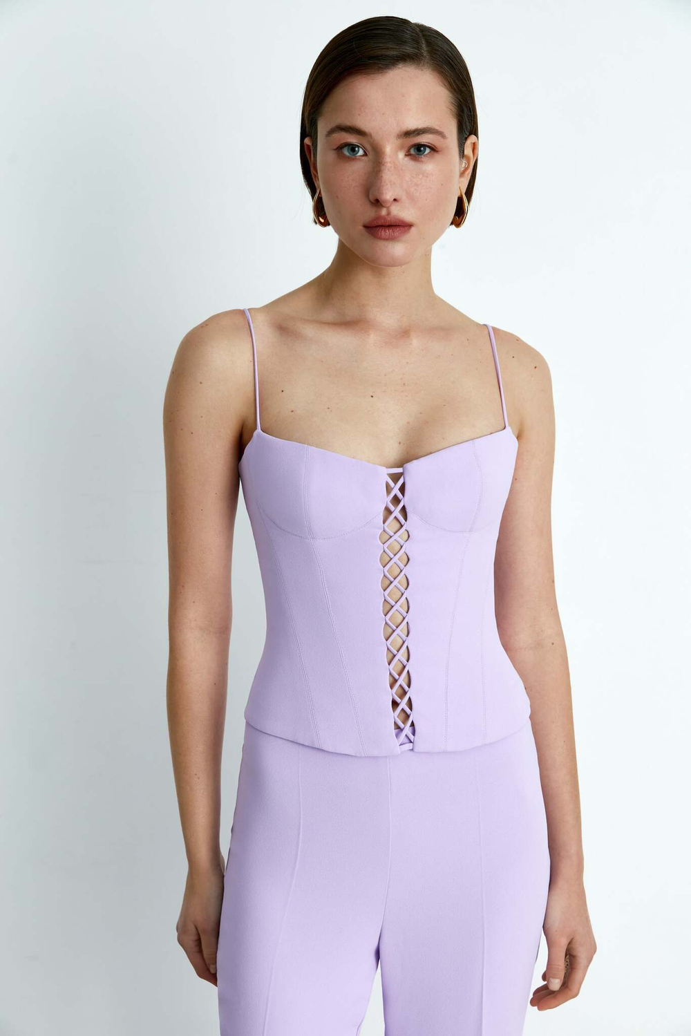 Топ-бюстье корсетного типа из крепа со шнуровкой