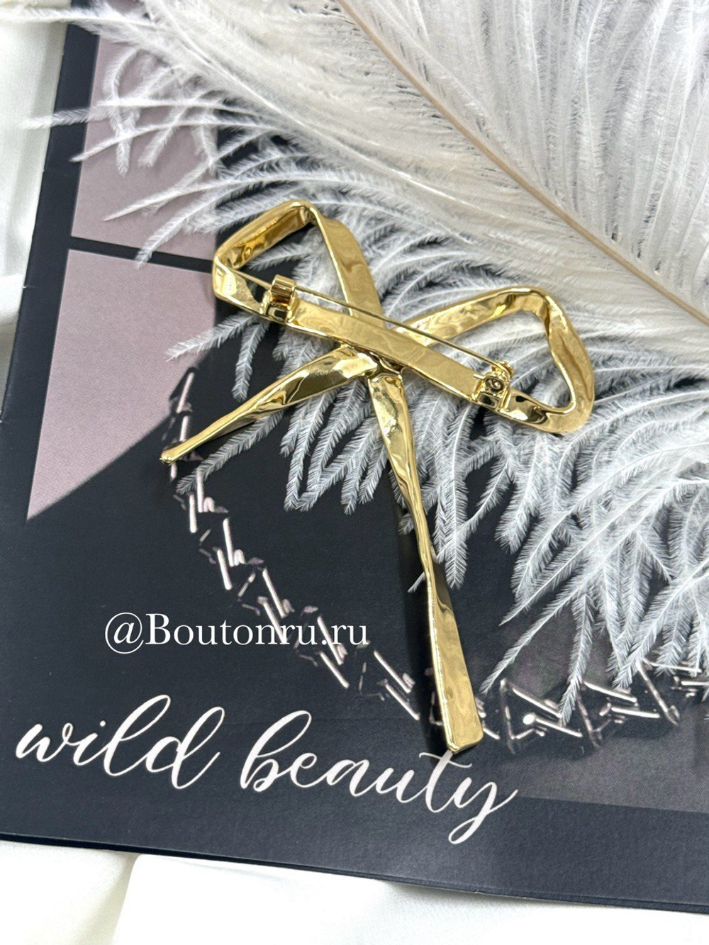 Брошь бантик золото