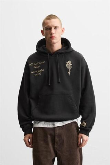 ZARA ХУДИ STUDIO X ALL CAPS, ЧЕРНИЛЬНО-СИНИЙ