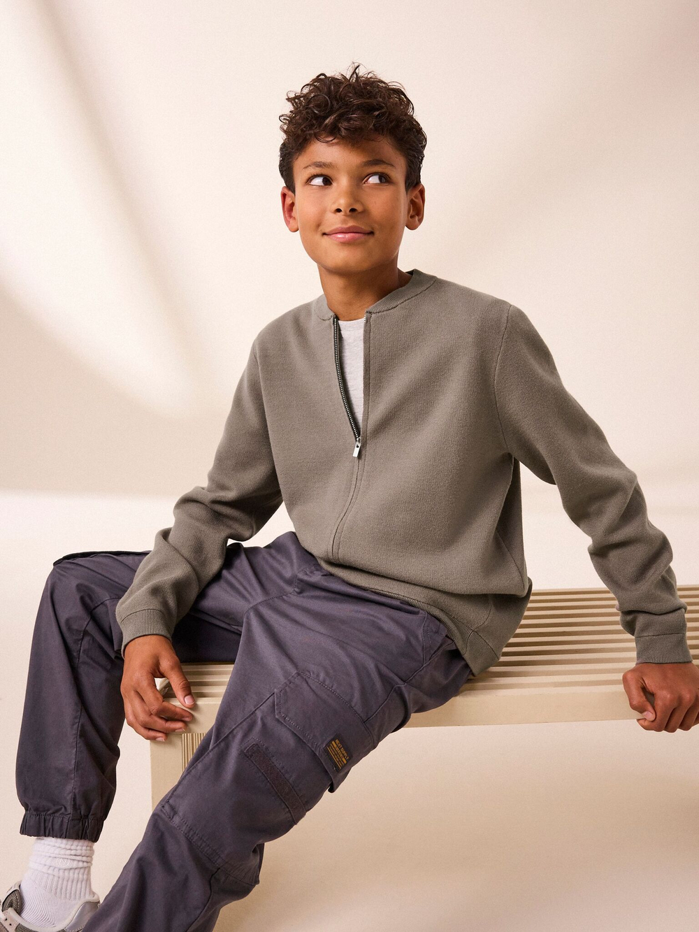 Толстовка на молнии для мальчика Next K84-008, Бежевый