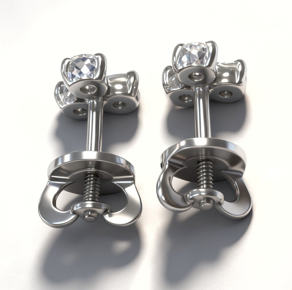 Серьги-пусеты серебро Эстерелла,вставка фианиты