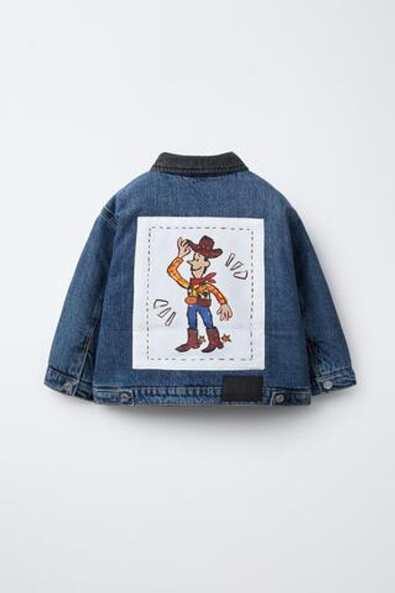 ZARA ДЖИНСОВАЯ КУРТКА-РУБАШКА С УТЕПЛИТЕЛЕМ WOODY TOY STORY © DISNEY PIXAR, ВЫЦВЕТШИЙ СИНИЙ