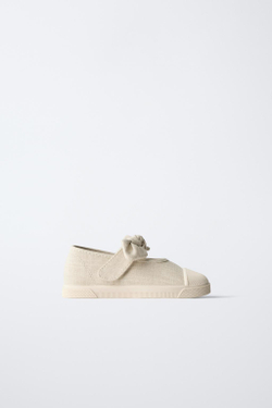 ZARA КЕДЫ С БАНТОМ, ЭКРЮ
