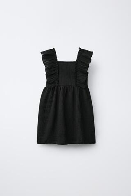 ZARA ПЛАТЬЕ ИЗ КОМБИНИРОВАННОЙ ТКАНИ, ЧЕРНЫЙ