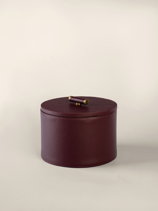 Шкатулка круглая Бордовая