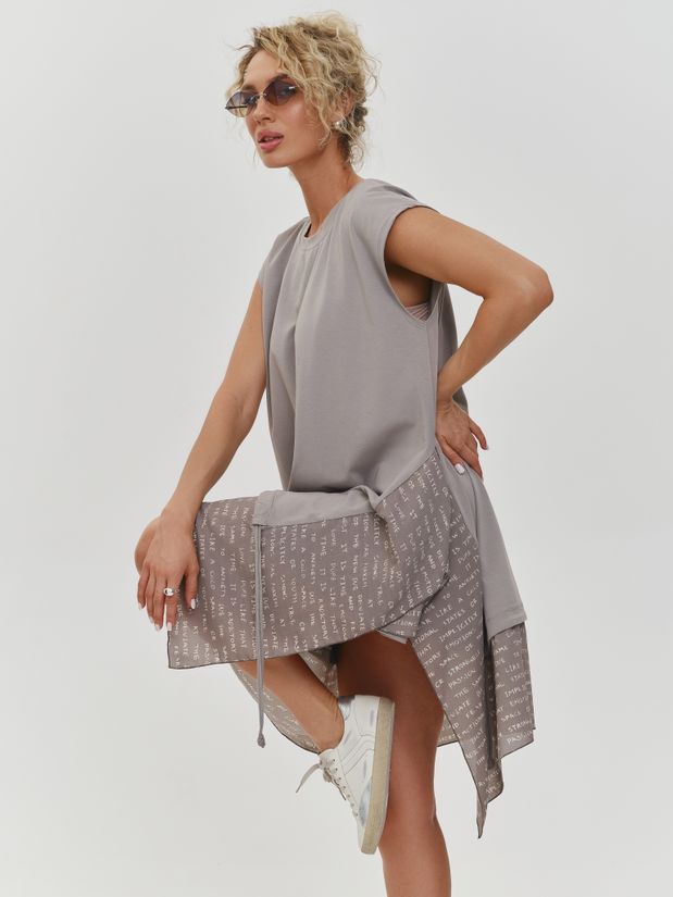 Платье с воланами буквы, серый