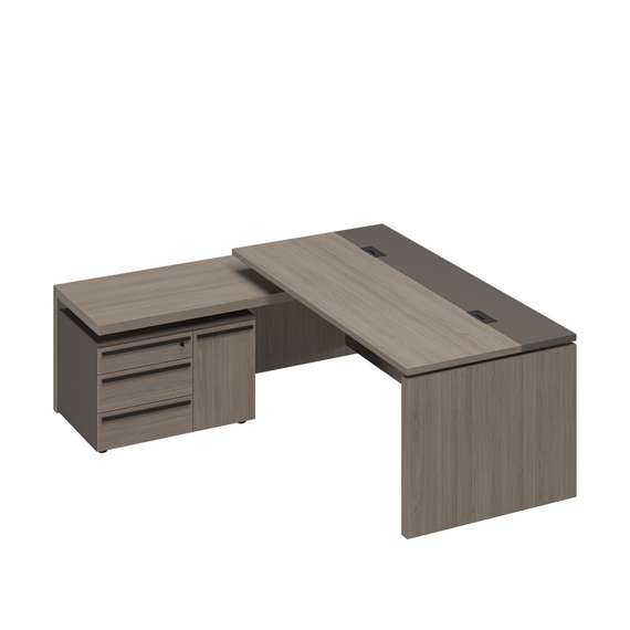 Стол руководителя с кабель-каналами с брифинг-приставкой боковой левый РС 129 ДЧ/ЛС