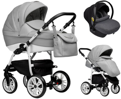 Детская коляска Indigo Indigo Special New 3 в 1 с автокреслом Avionaut Cosmo Grey Is04 серая кожа