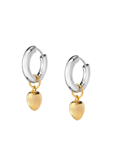 Серьги-конго с сердцем, серебро