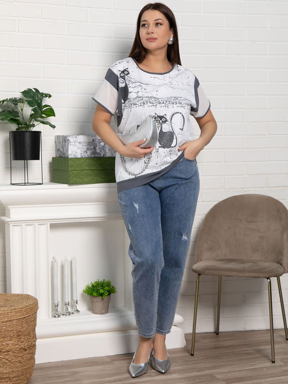 Блуза Алтея (белый/графит) Б15368-20М LT Collection
