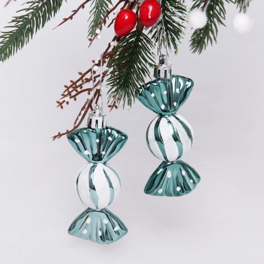 Ёлочные игрушки «Таинственное очарование» Конфетки 8 см (набор 2шт), темный нефрит