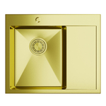 Мойка настол.монтаж 60х50 (3,0) лев. вып 3 1/2  MIXLINE ПРО С ФАСКОЙ 20см с сифоном (золото)