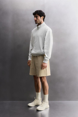 ZARA УТЯЖЕЛЕННЫЕ ШОРТЫ-ДЖОГГЕРЫ, ПЕСОЧНЫЙ