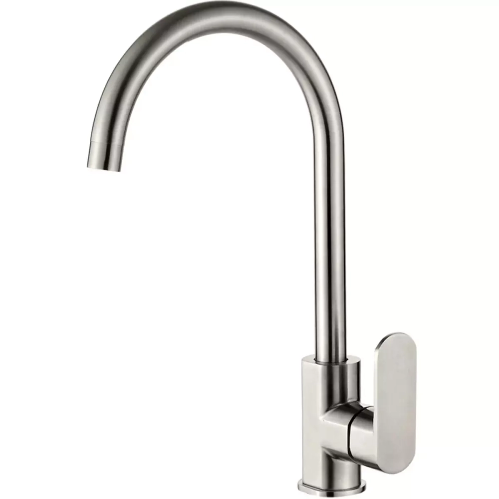 Смеситель для кухни высокий с гайкой LEDEME L74016 нержавеющая сталь