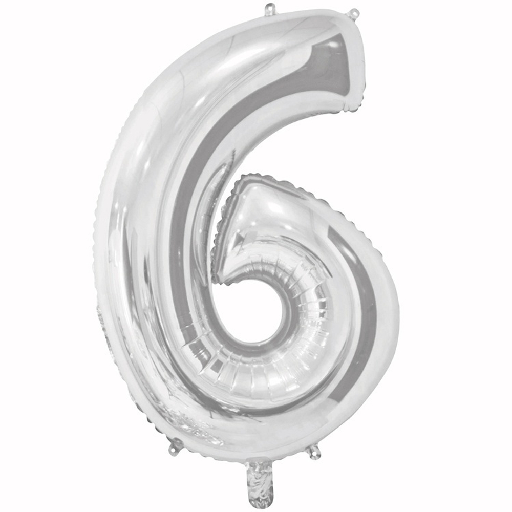 Шар ЦИФРА 6 Silver 26" 66 см