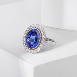 Кольцо с танзанитом и бриллиантами, R0236-3/3