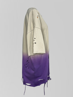 Футболка A02 удлиненная с градиентом, прорезями и принтом посередине