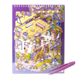 Румбокс, наклейки для творчества - антистресс блокнот, 200*265 мм, "Animal Party", фиолет, XXL, 3D стикеры, 6 комнат, в комплекте пинцет, пакет с европодвесом