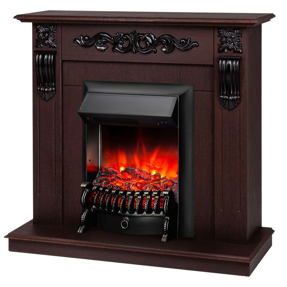 Электрокамин RealFlame Dominica DN орех с очагом Fobos Lux Black