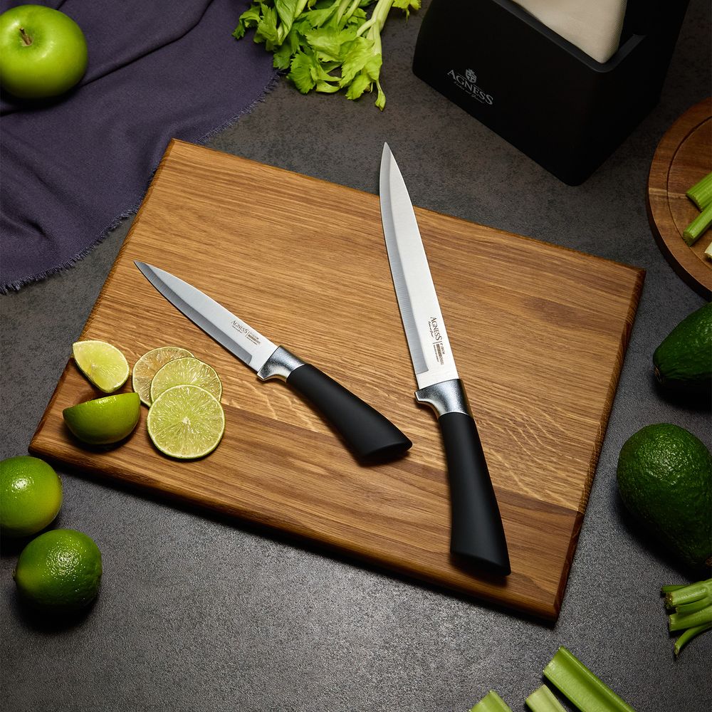 НАБОР НОЖЕЙ AGNESS НА ПЛАСТИКОВОЙ ПОДСТАВКЕ, 6 ПРЕДМЕТОВ