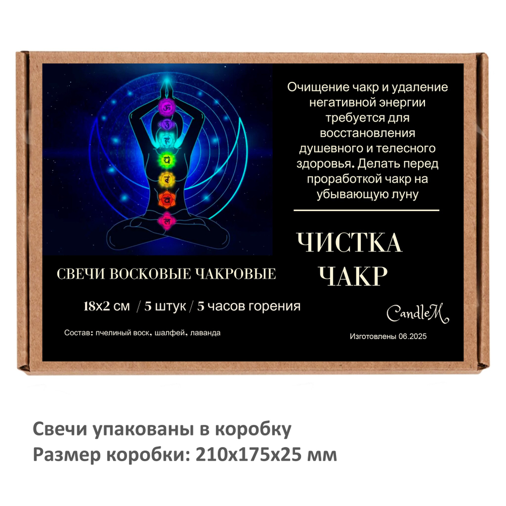 Свечи чакровые черные / Чистка чакр - 18х2 см